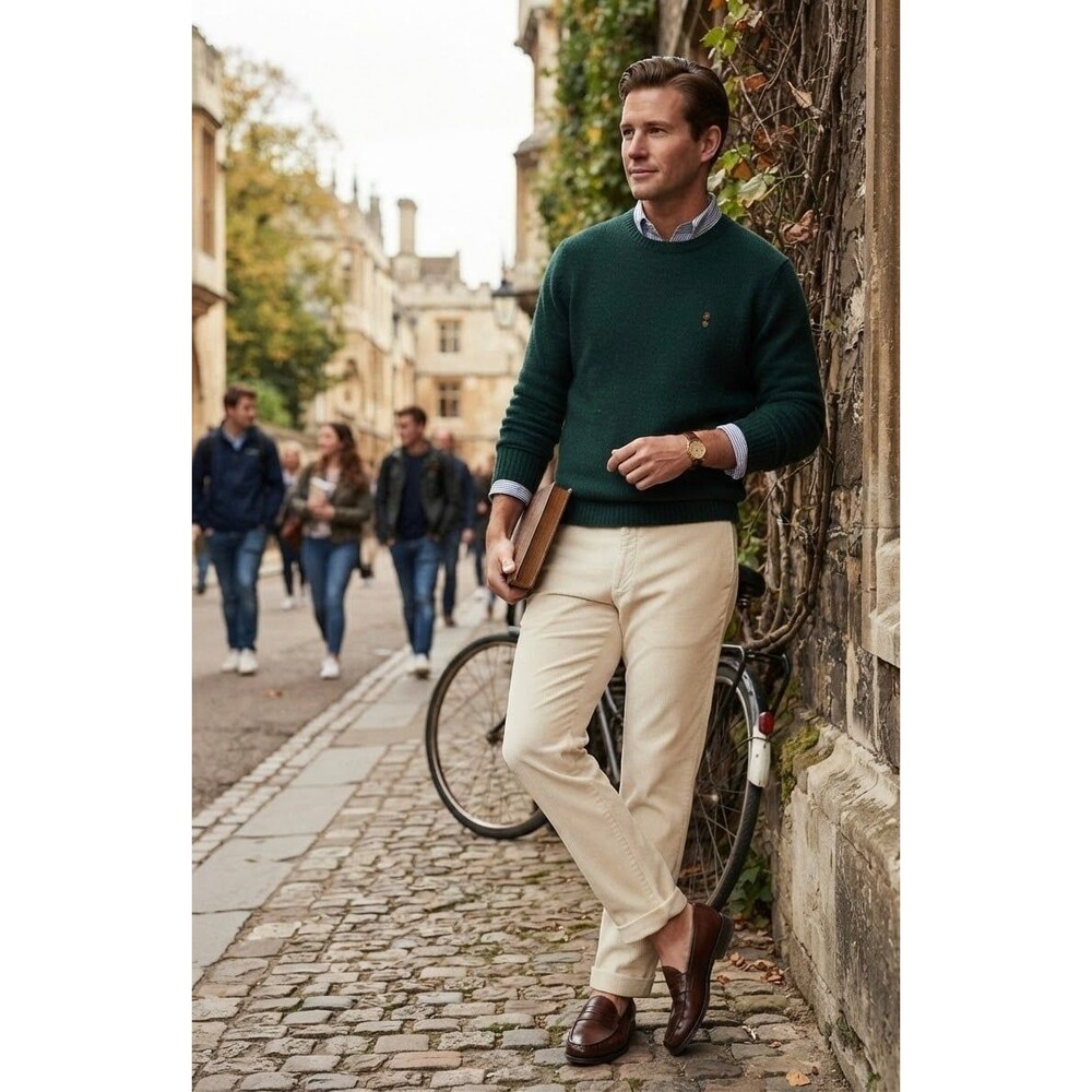 Chaps Ralph Lauren Handframe Wool Sweater Large Hunter Green Heritage Core - Picture 2 of 11